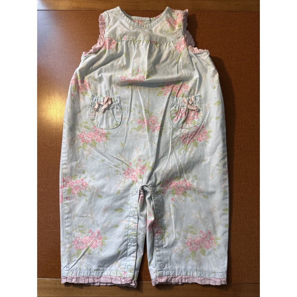 JANIE and  JACK  girls Pink & Blue Floral Spring Romper Size 0-6‎ Months